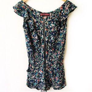 LF Duke & Duchess Colorful Floral Zip Up Romper S